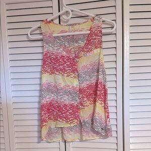 Colorful Sleeveless Button-Up Top